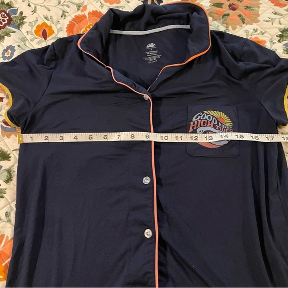 C&C California Navy Pajama Set with Yellow and Orange Accents - Picture 7 of 9